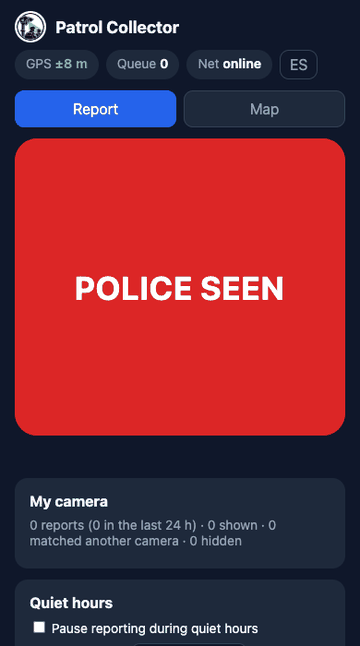 The phone app with the big POLICE SEEN button